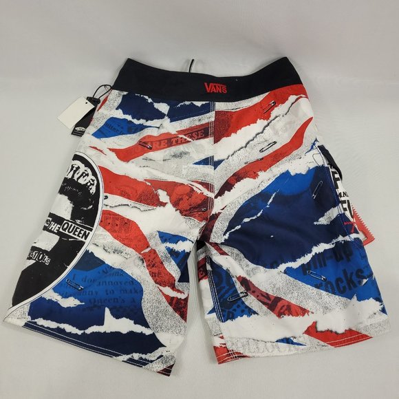 Vans X Sex Pistols Swim Trunks Shorts Men size 28 or Youth Medium - Picture 3 of 3